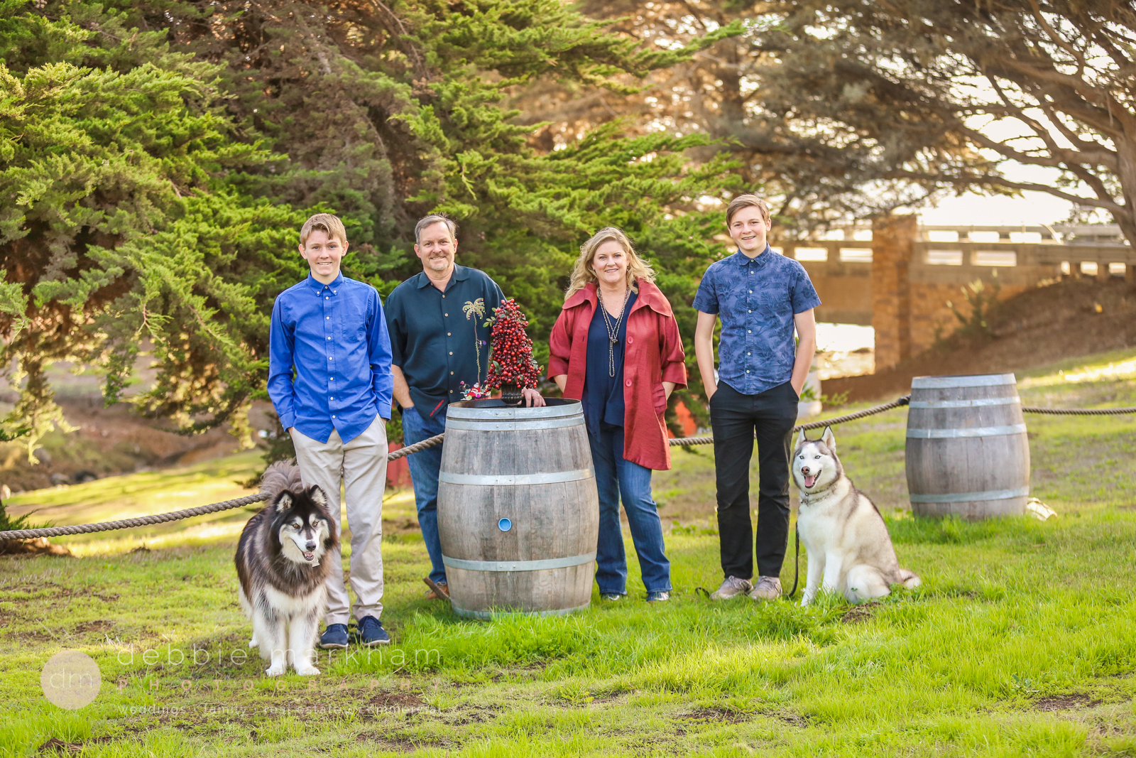 Holiday Card Family Photos-Family of Four_Dogs_Portrait_Family of 4_Debbie Markham_Photographer_Cambria_CA