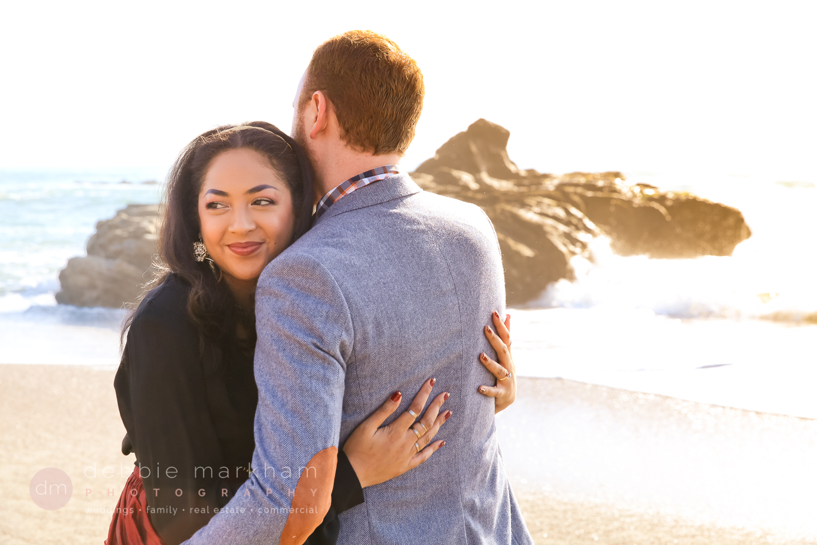 Engagement Photos_Cambria_CA_Beach_Ocean_Red Dress_Love_Couple_Photo_Debbie Markham_Photography-7152