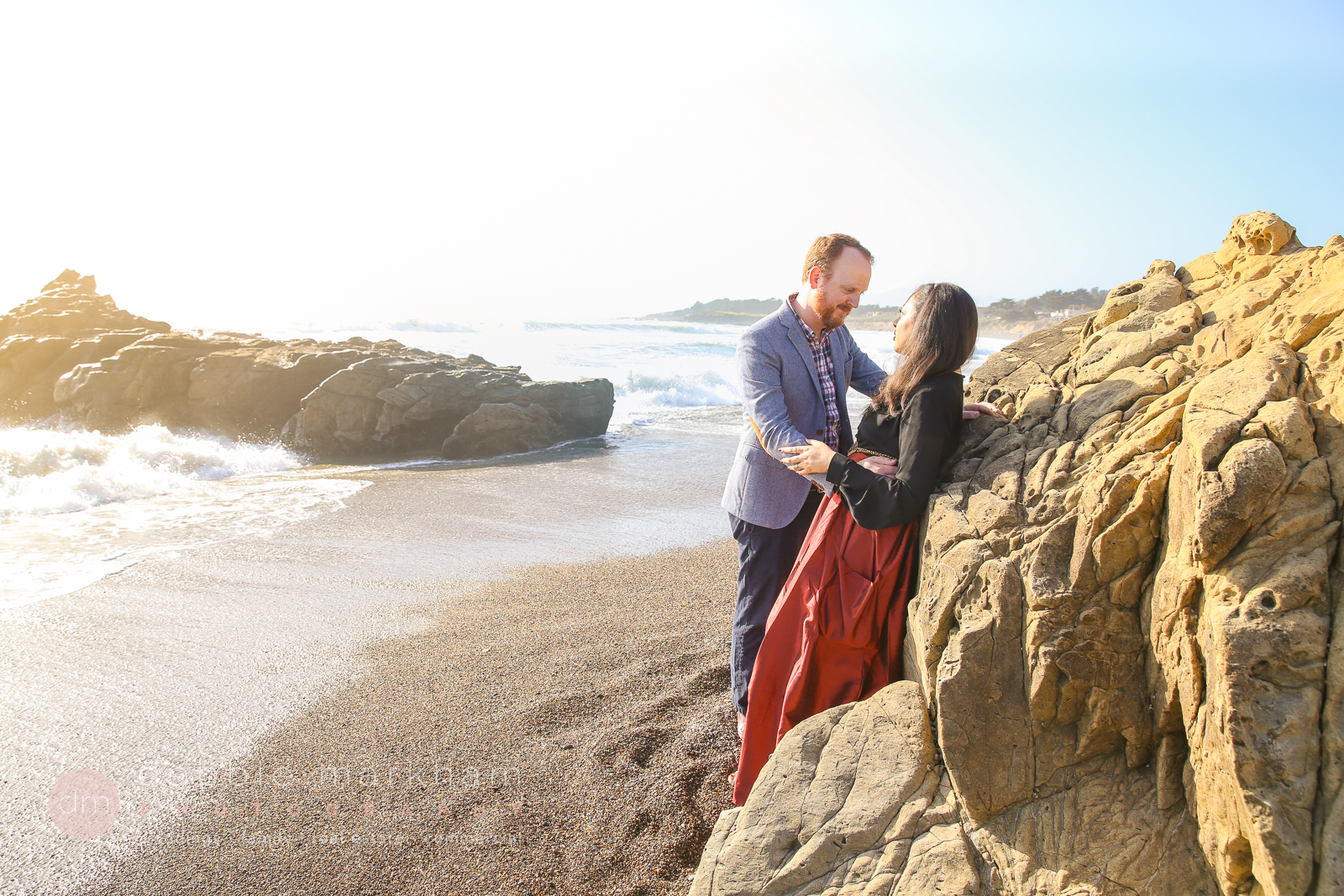Engagement Photos_Cambria_CA_Beach_Ocean_Red Dress_Love_Couple_Photo_Debbie Markham_Photography-7219