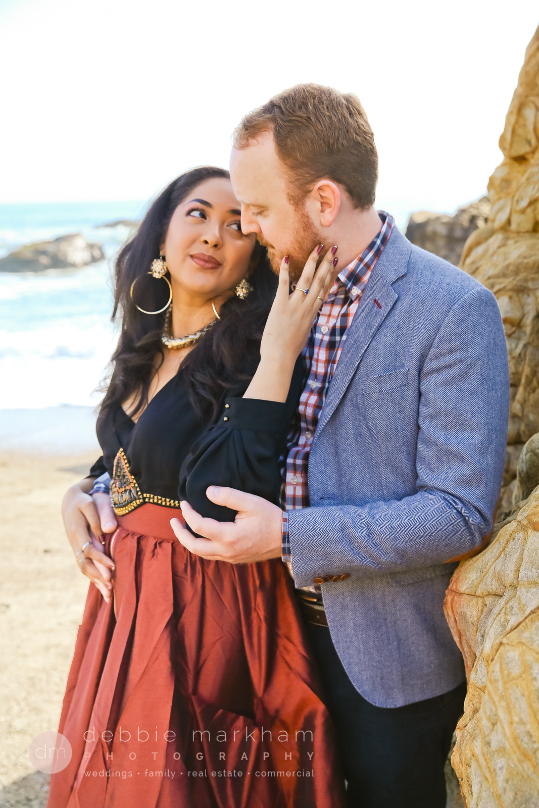 Engagement Photos_Cambria_CA_Beach_Ocean_Red Dress_Love_Couple_Photo_Debbie Markham_Photography-7228