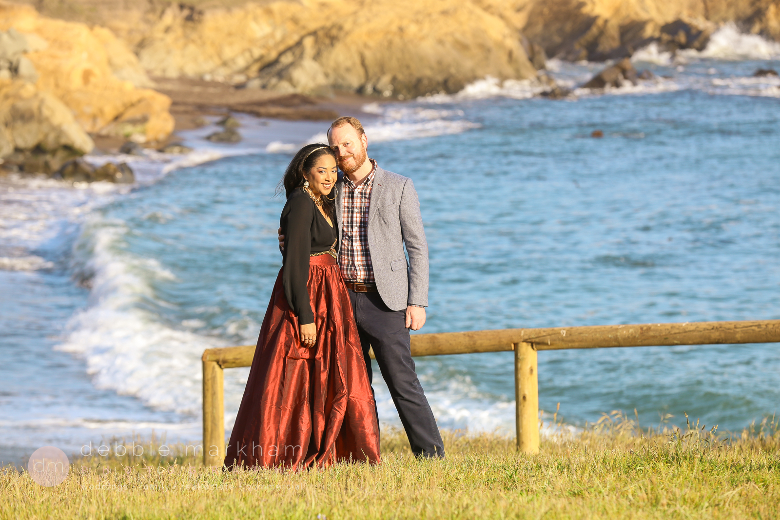 Engagement Photos_Cambria_CA_Beach_Ocean_Red Dress_Love_Couple_Photo_Debbie Markham_Photography-7462